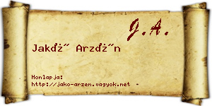 Jakó Arzén névjegykártya